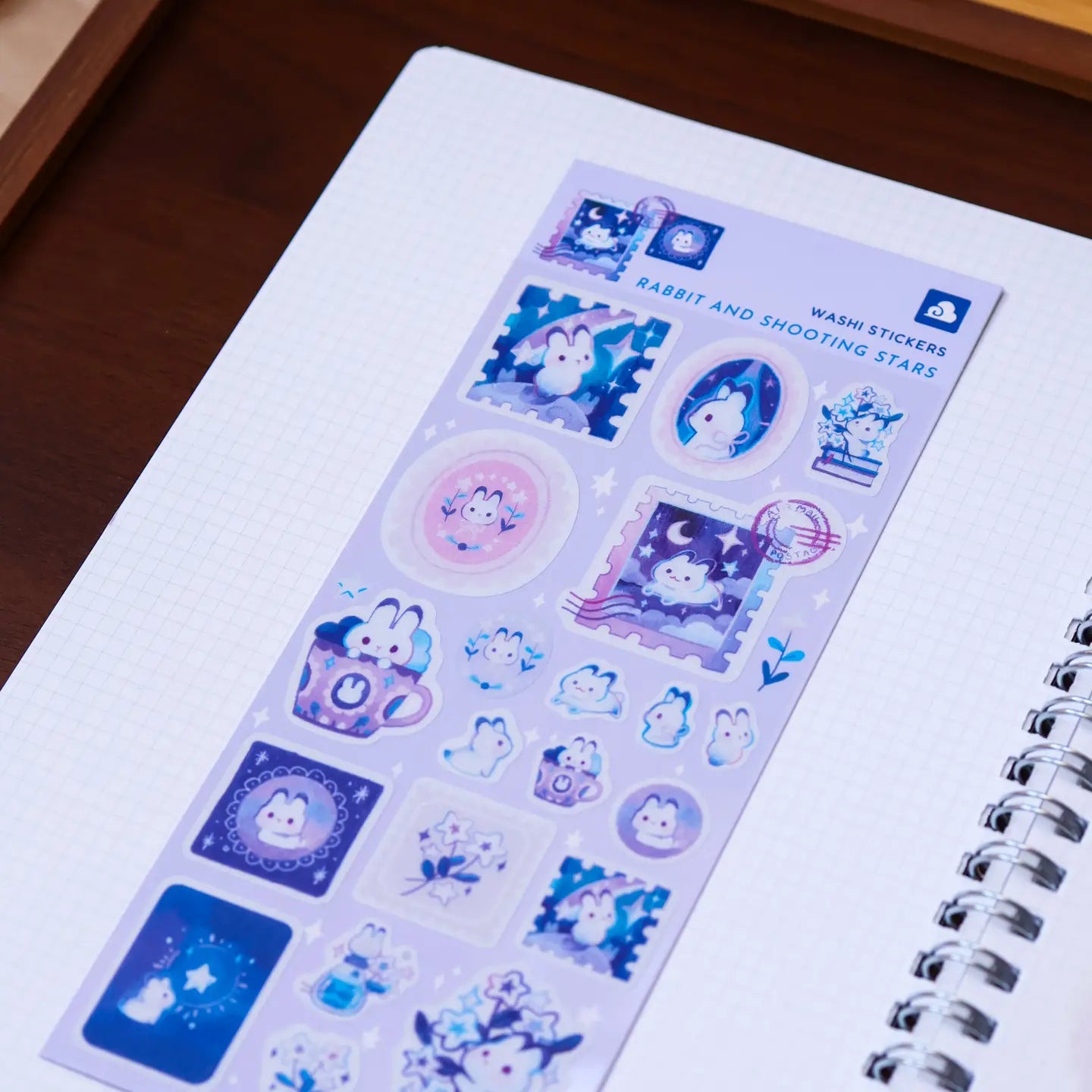 Rabbit and Shooting Stars Washi Sticker Sheet