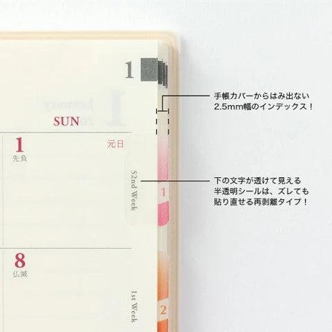 Chiratto Index Tabs - Number + Color