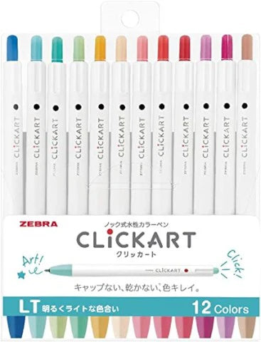 Zebra ClickArt knock sign pens 12 color pack on white background bold colors