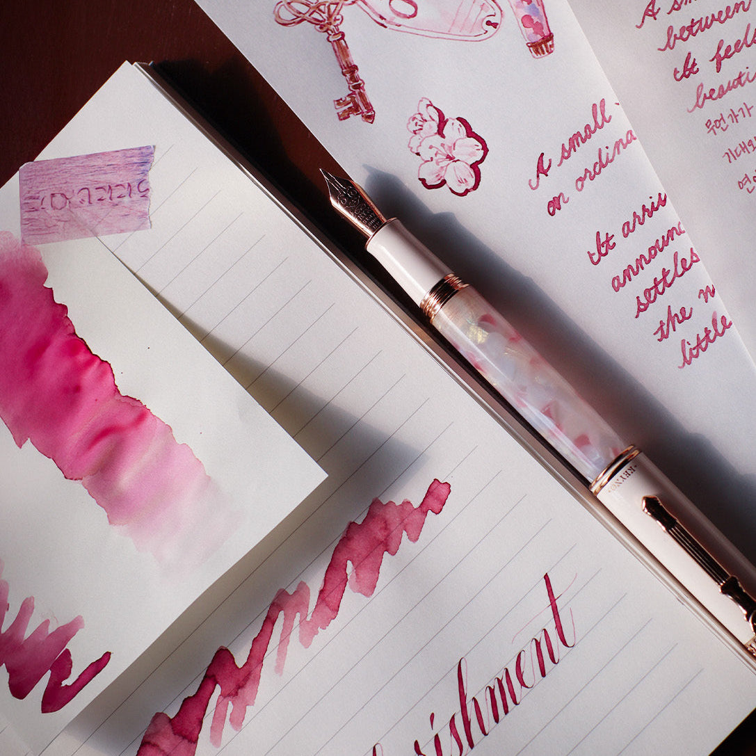 Dominant Industry Cherishment Key No. 14 fountain pen ink used with it's matching Keyno.stationery Cherishment Key No. 014 pen