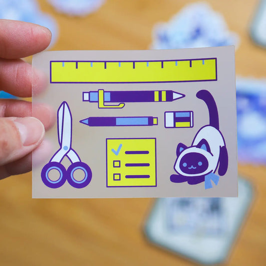 Organized Siamese Cat - Vinyl Sticker