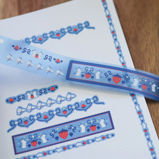 Strawberry Bunnies Kiss Cut PET Tape