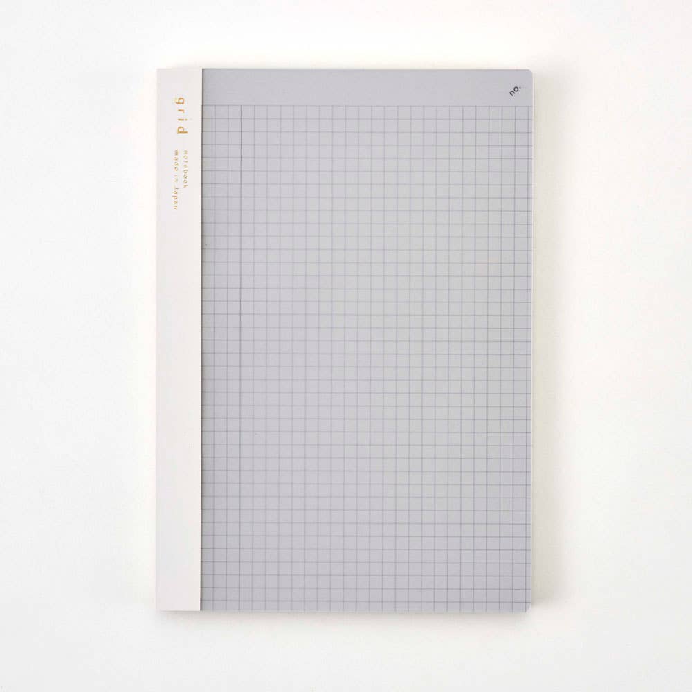Isshoni A5 grid numbered notebook showing grid pages and cover in white