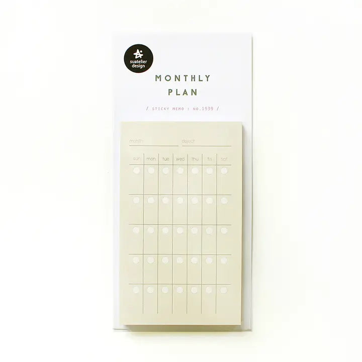Suatelier No.1939 Monthly Plan sticky memo. 40 sheets, made in South Korea