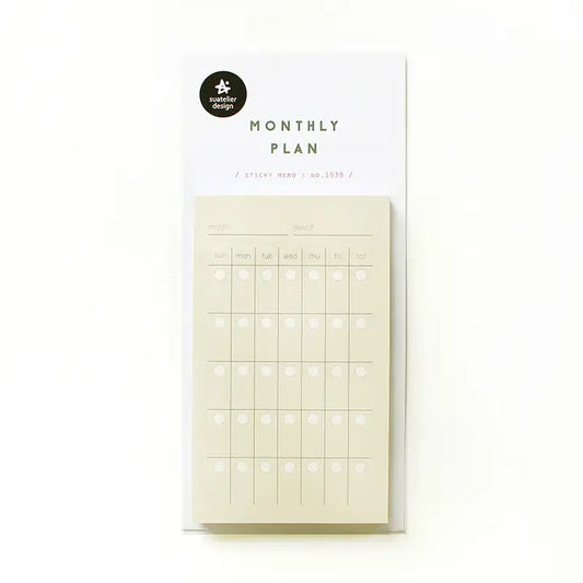 Suatelier No.1939 Monthly Plan sticky memo. 40 sheets, made in South Korea
