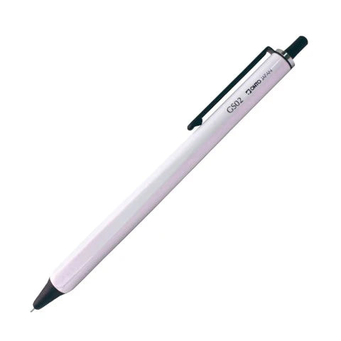 OHTO GS02 retractable roller gel pen showing slim Japanese design profile in pearl/ white