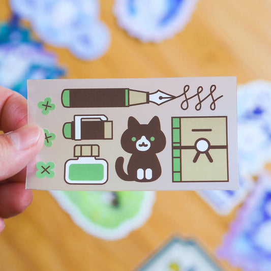 Calligrapher Tuxedo Cat- Vinyl Sticker