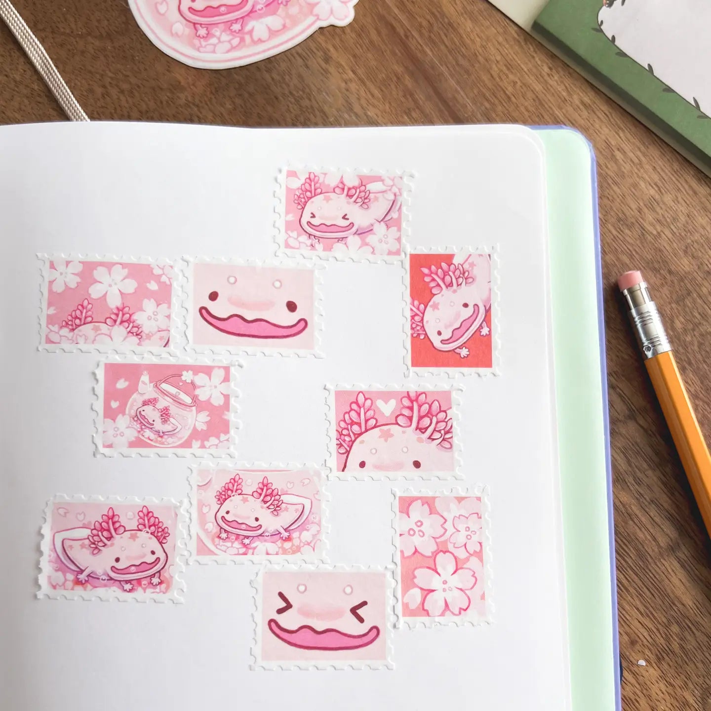Cherry Blossom Axolotl Stamp Washi Tape