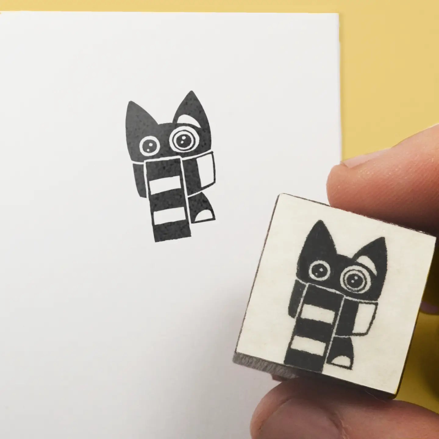 Handmade Cat in Scarf Rubber Stamp