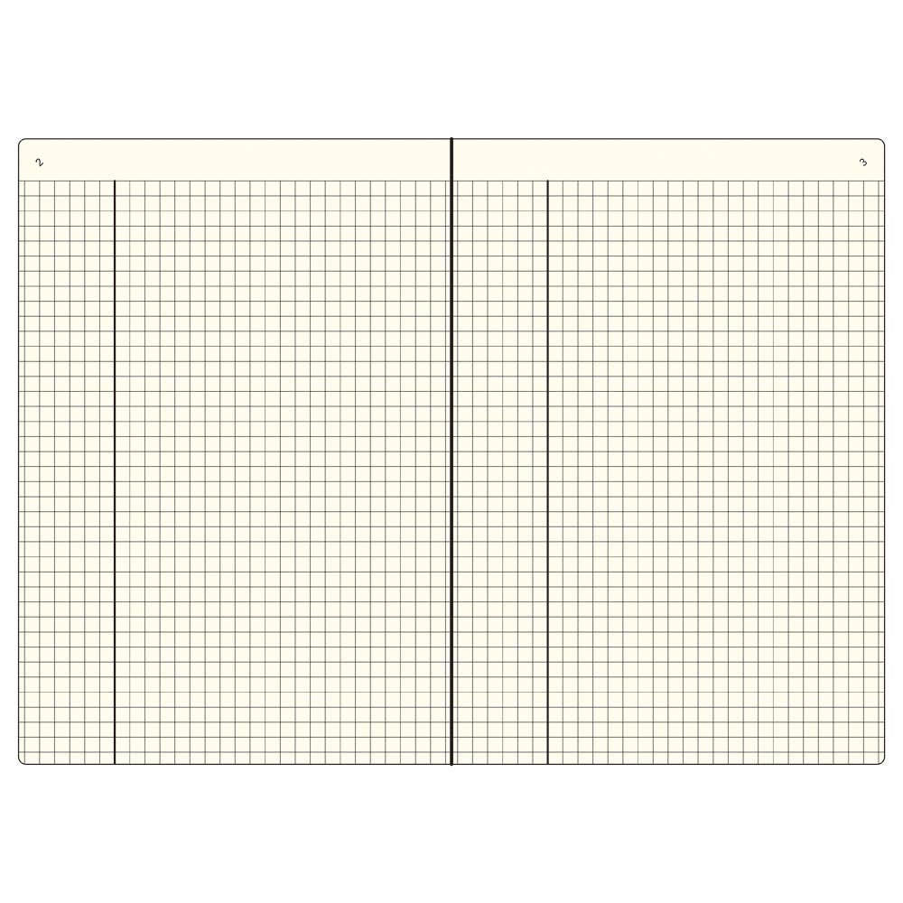 Isshoni grid notebook open flat showing  grid pattern