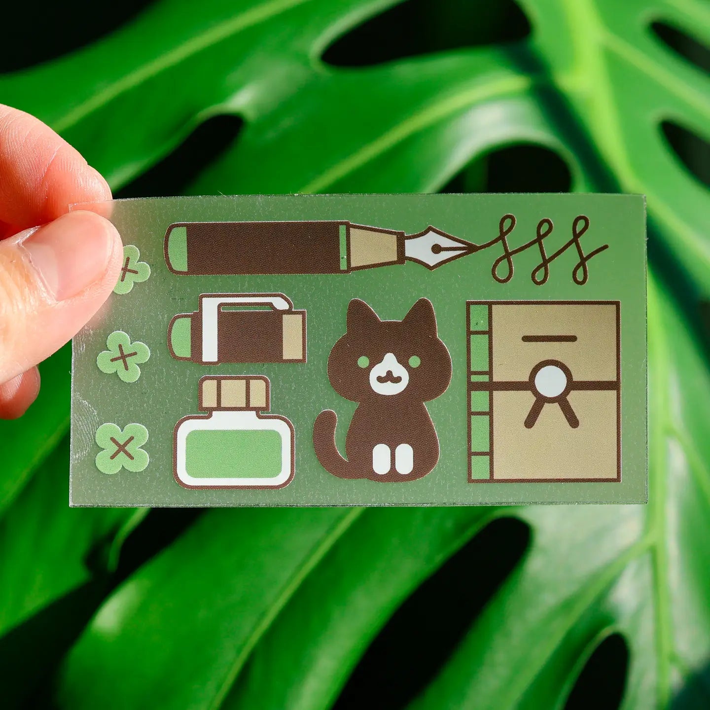 Calligrapher Tuxedo Cat- Vinyl Sticker