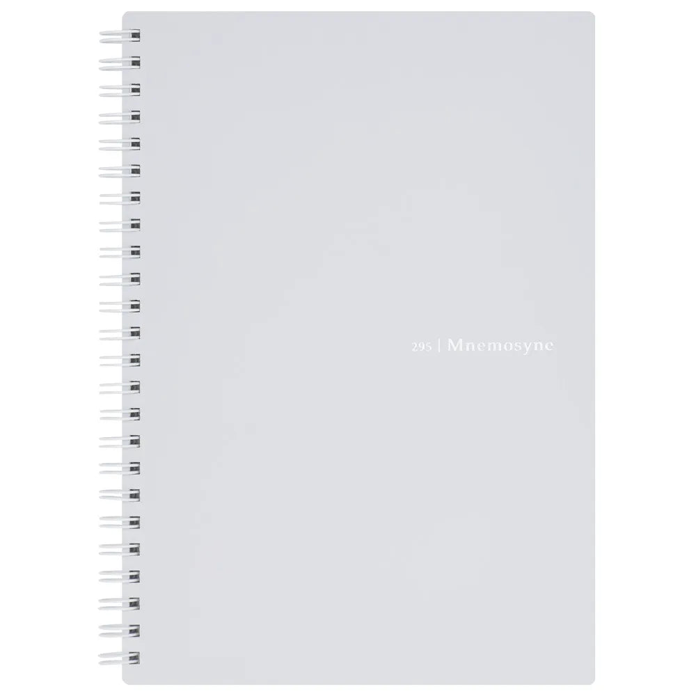Maruman Mnemosyne A5 soft cover ruled notebook showing front cover design in light gray