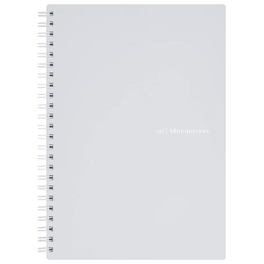 Maruman Mnemosyne A5 soft cover ruled notebook showing front cover design in light gray