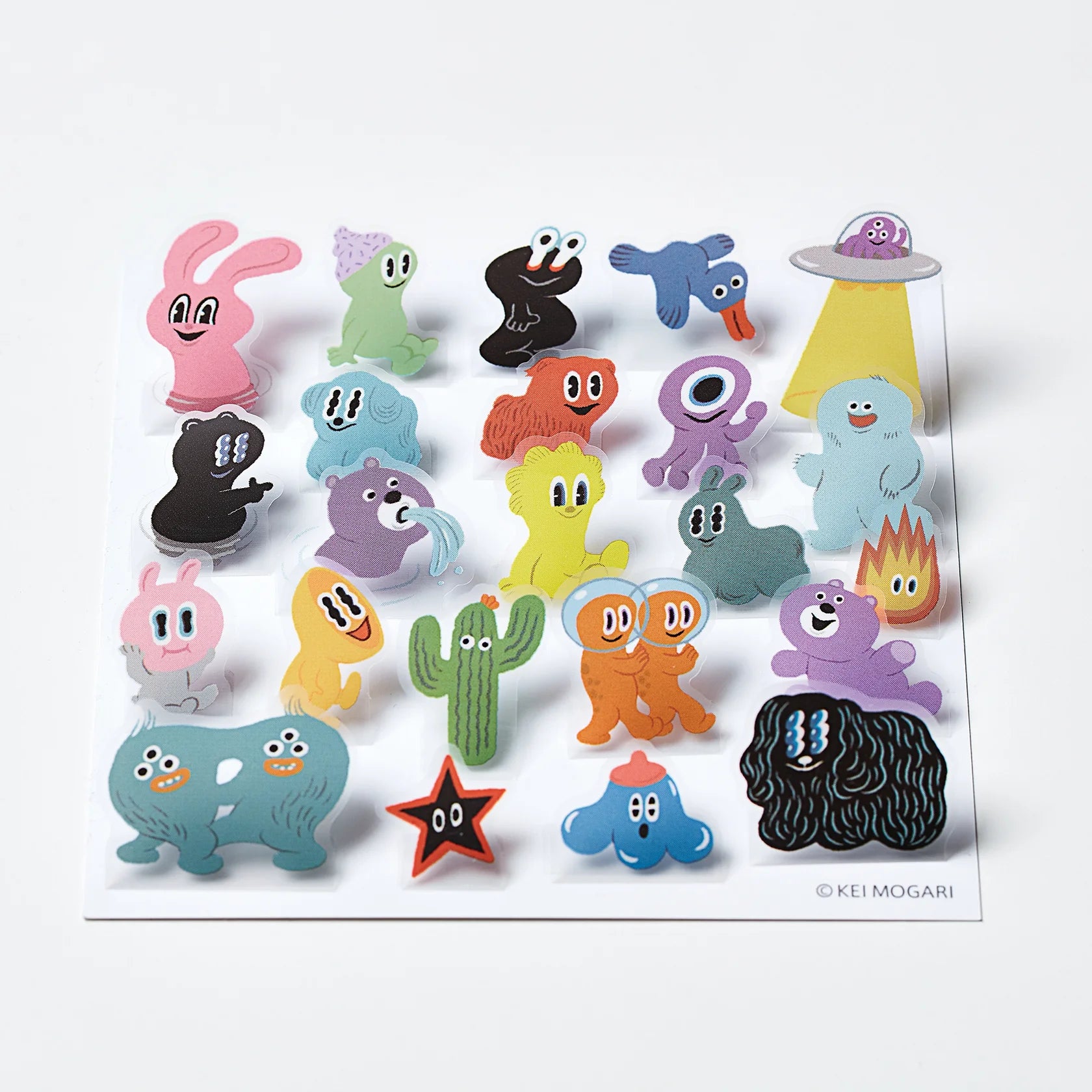 Hitotoki Pop Up Stickers with different space aliens on a white background.
