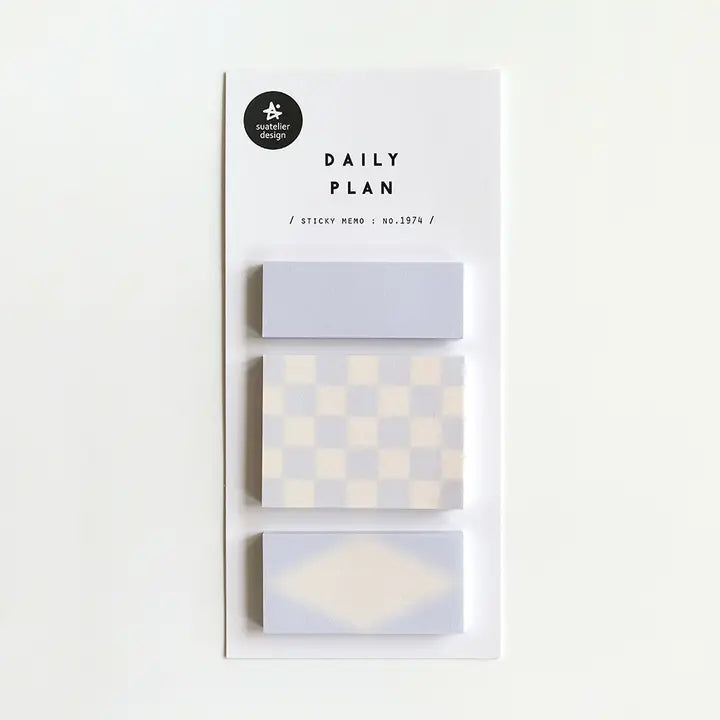 Suatelier No.1974 Daily Plan sticky memo set — three sizes, 40 sheets each, made in South Korea