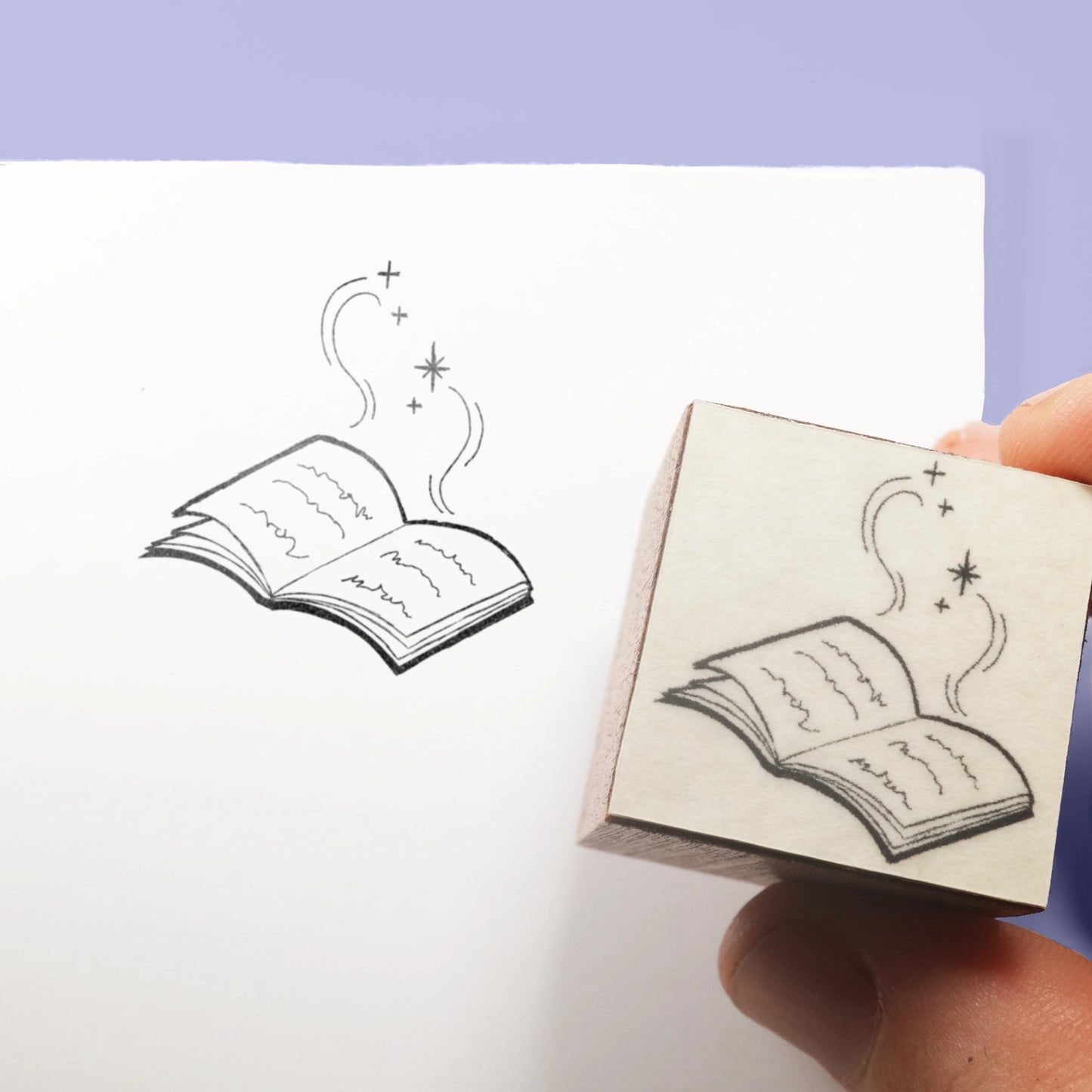 Handmade Magic Book Rubber Stamp