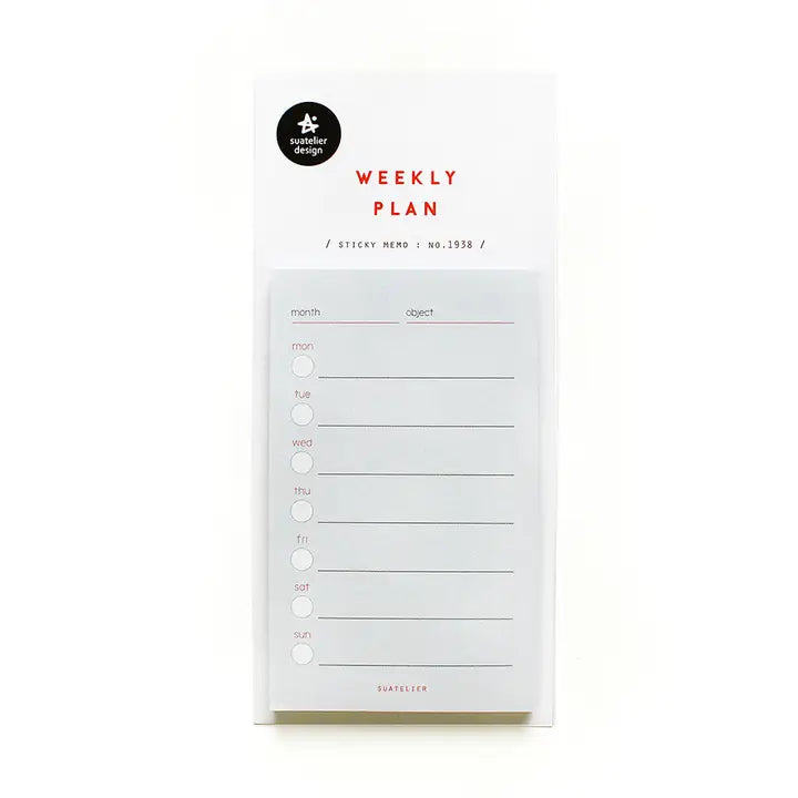 Suatelier No.1938 Weekly Plan sticky memo. 40 sheets, made in South Korea