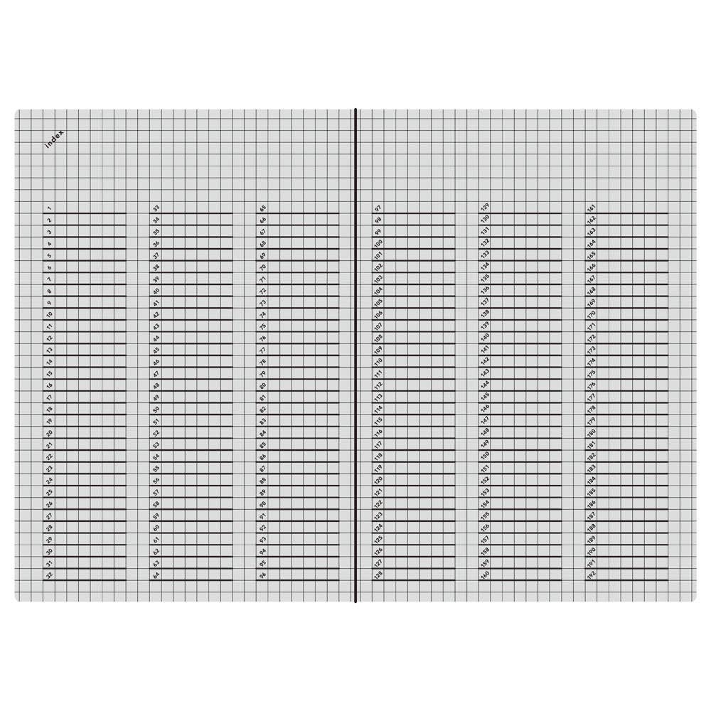 Isshoni notebook open flat showing table of contents