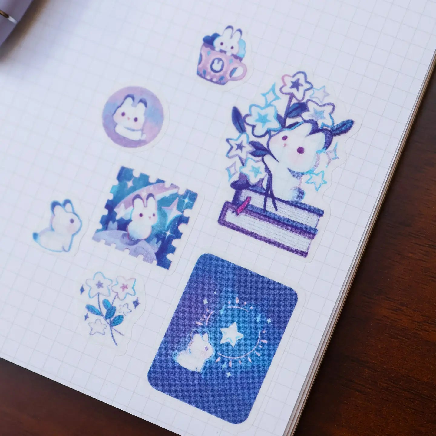 Rabbit and Shooting Stars Washi Sticker Sheet