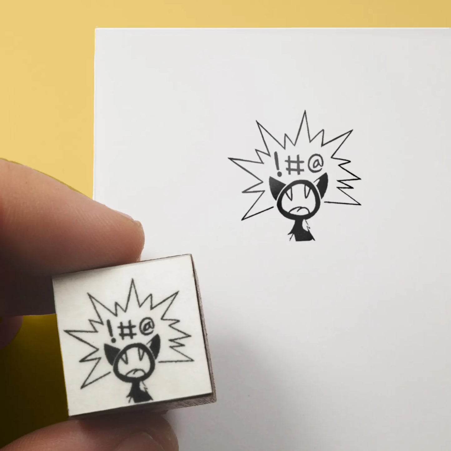 Handmade Screaming Cat Rubber Stamp