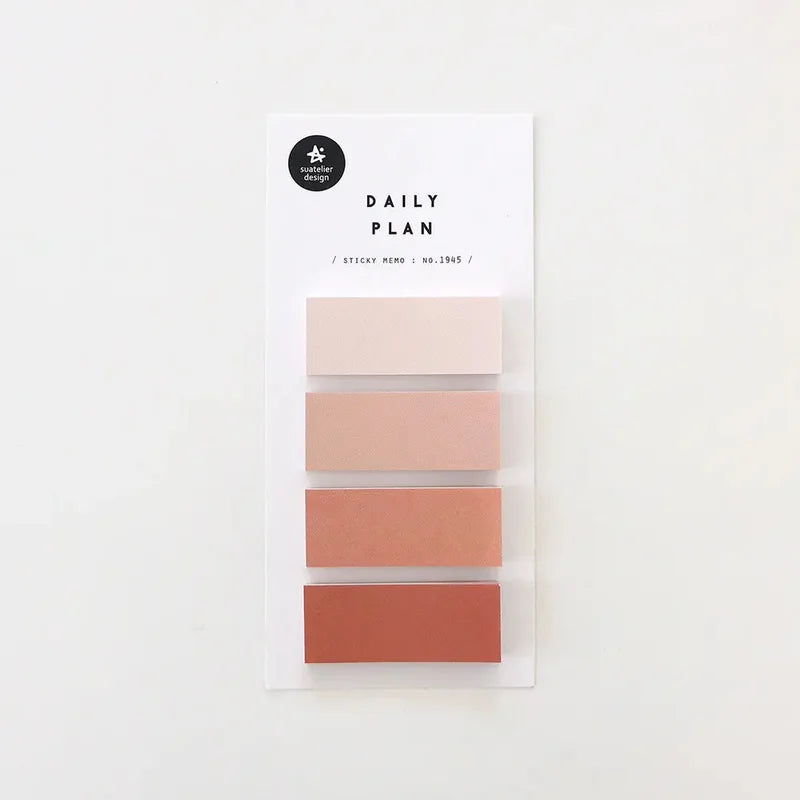 Suatelier No.1945 Daily Plan sticky memo set — four colors in shades of pink, 40 sheets each, made in South Korea