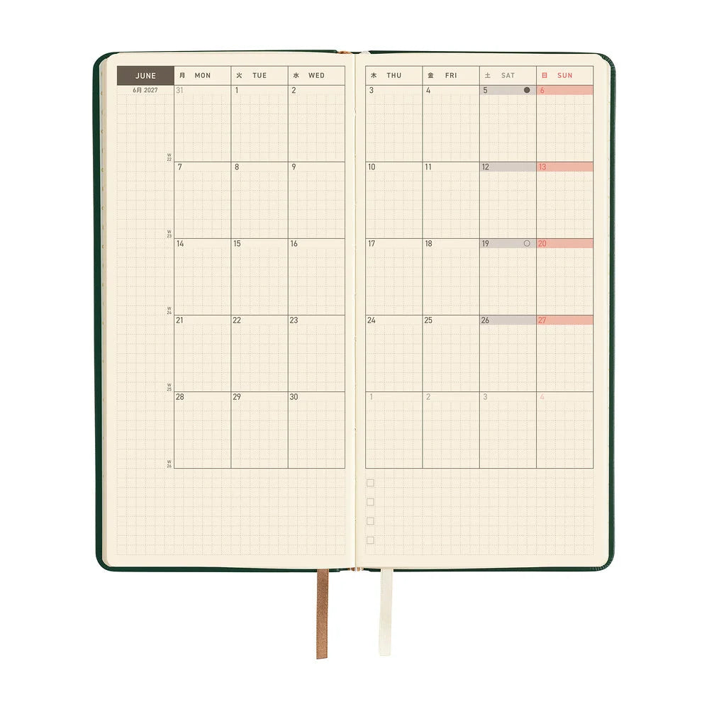 2027 Hobonichi Weeks Leather: Forest Green