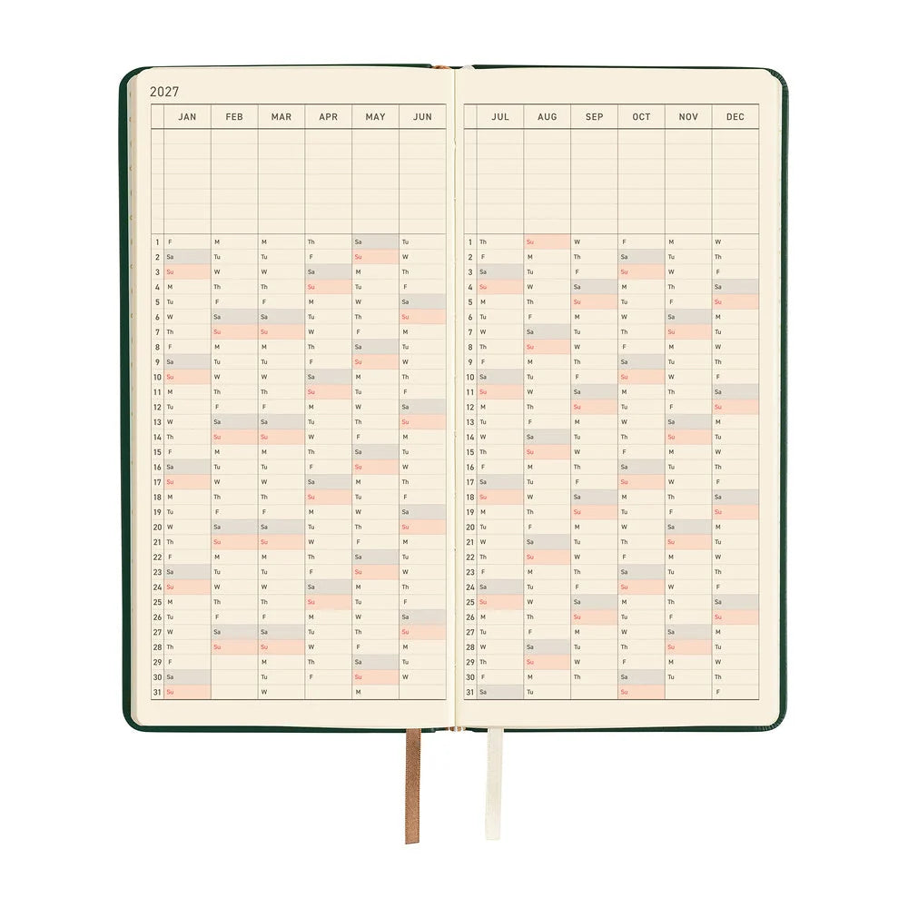 2027 Hobonichi Weeks Leather: Forest Green