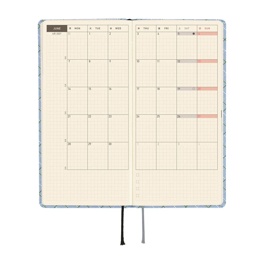 2027 Hobonichi Weeks Shirt Fabric: Graph Plaid